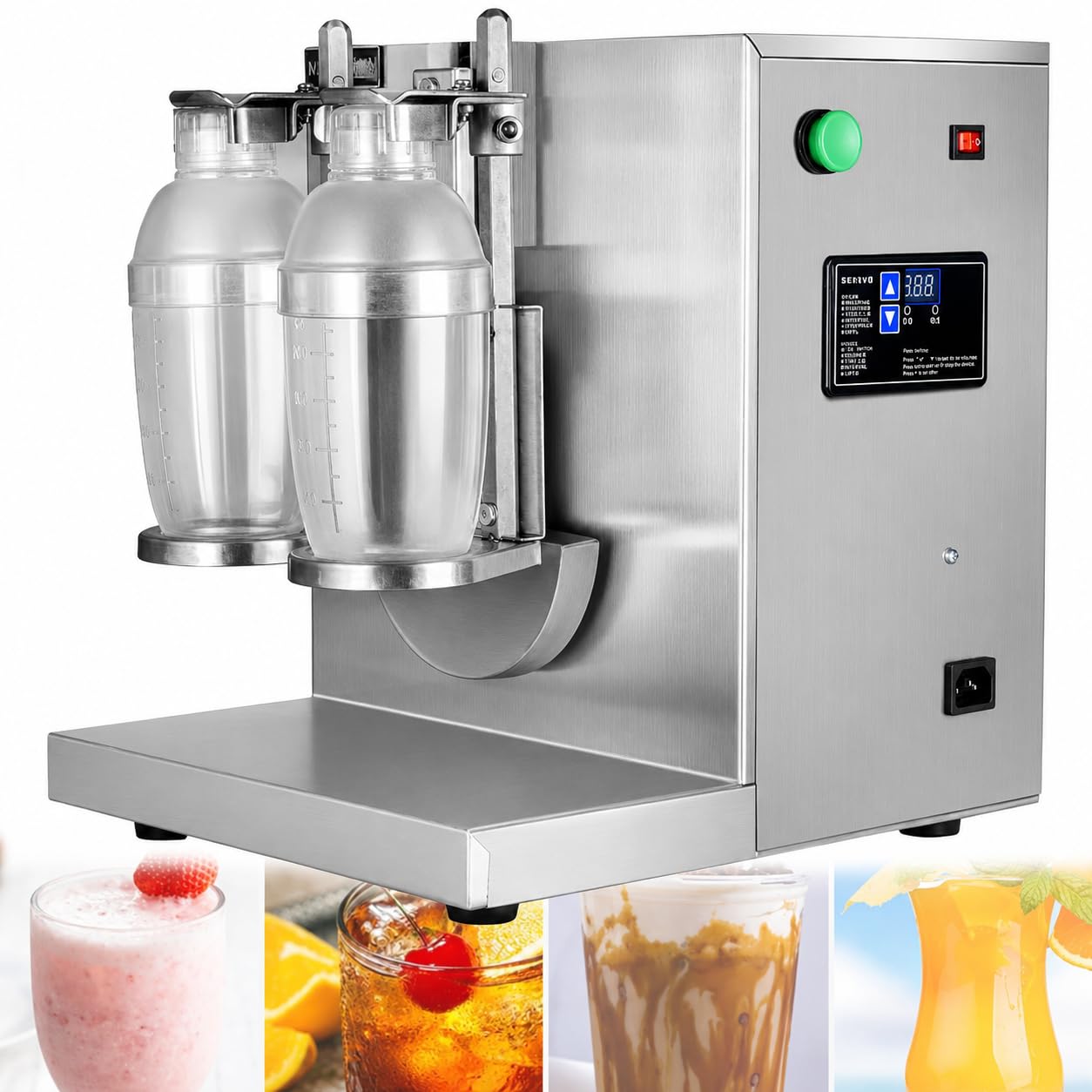 Commercial Boba Tea Shaker, 120W Stainless Steel, Adjustable Holders