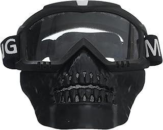 Smart Auto Skull Motorcycle Mask, Motocross Mask for Dirt Bikes, ATV, Off-Road, MX, Racing, Scooter, Black