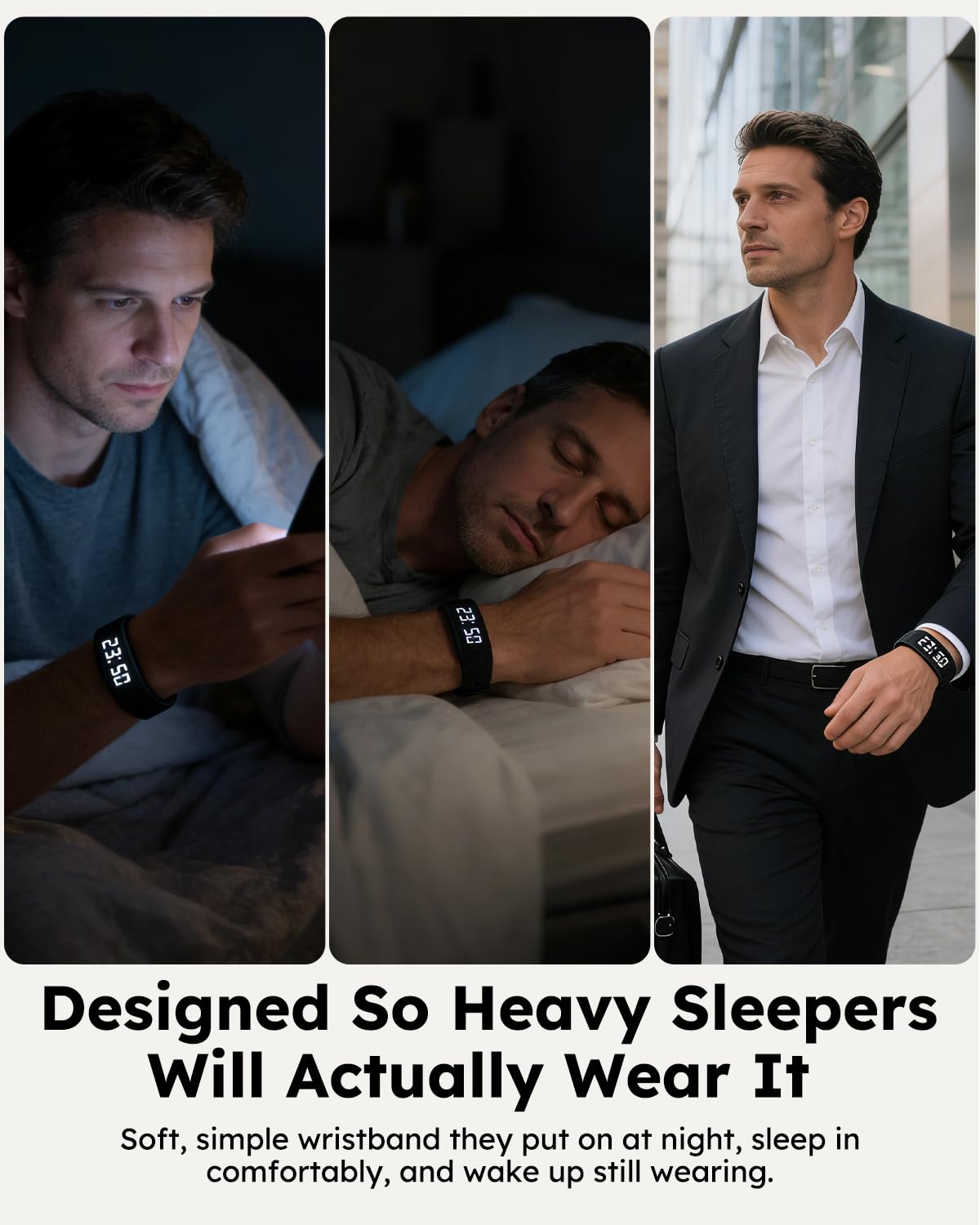 Fitsleeps Vibrationswecker Uhr für schwere Schläfer, lautloses Aufwacharmband & Smart-Armband, Handgelenkalarm