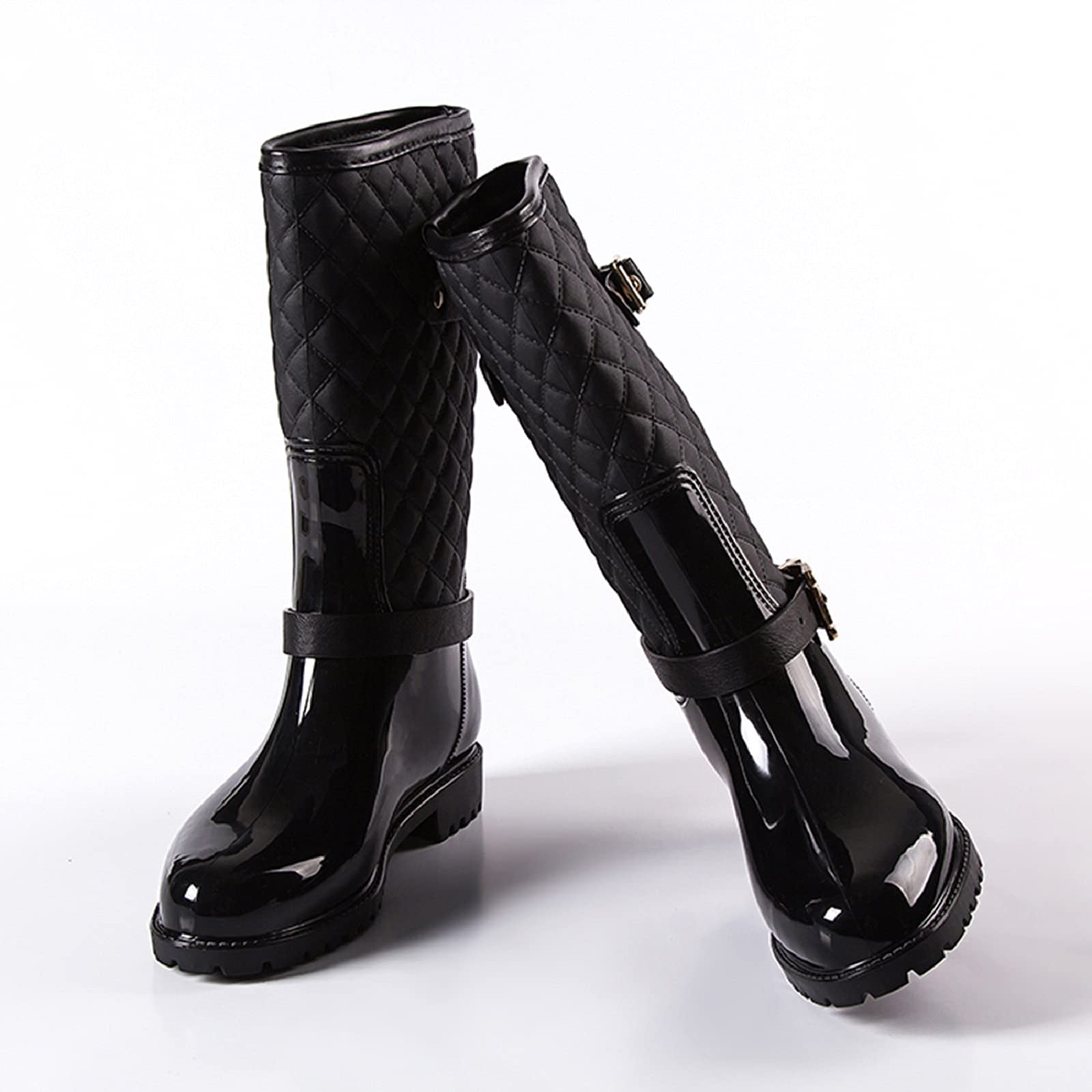 AONEGOLD Botas de Lluvia para Mujer Botas de Agua Altas Goma Botines Impermeable Antideslizante Wellington Boots Exterior Jardín Bota