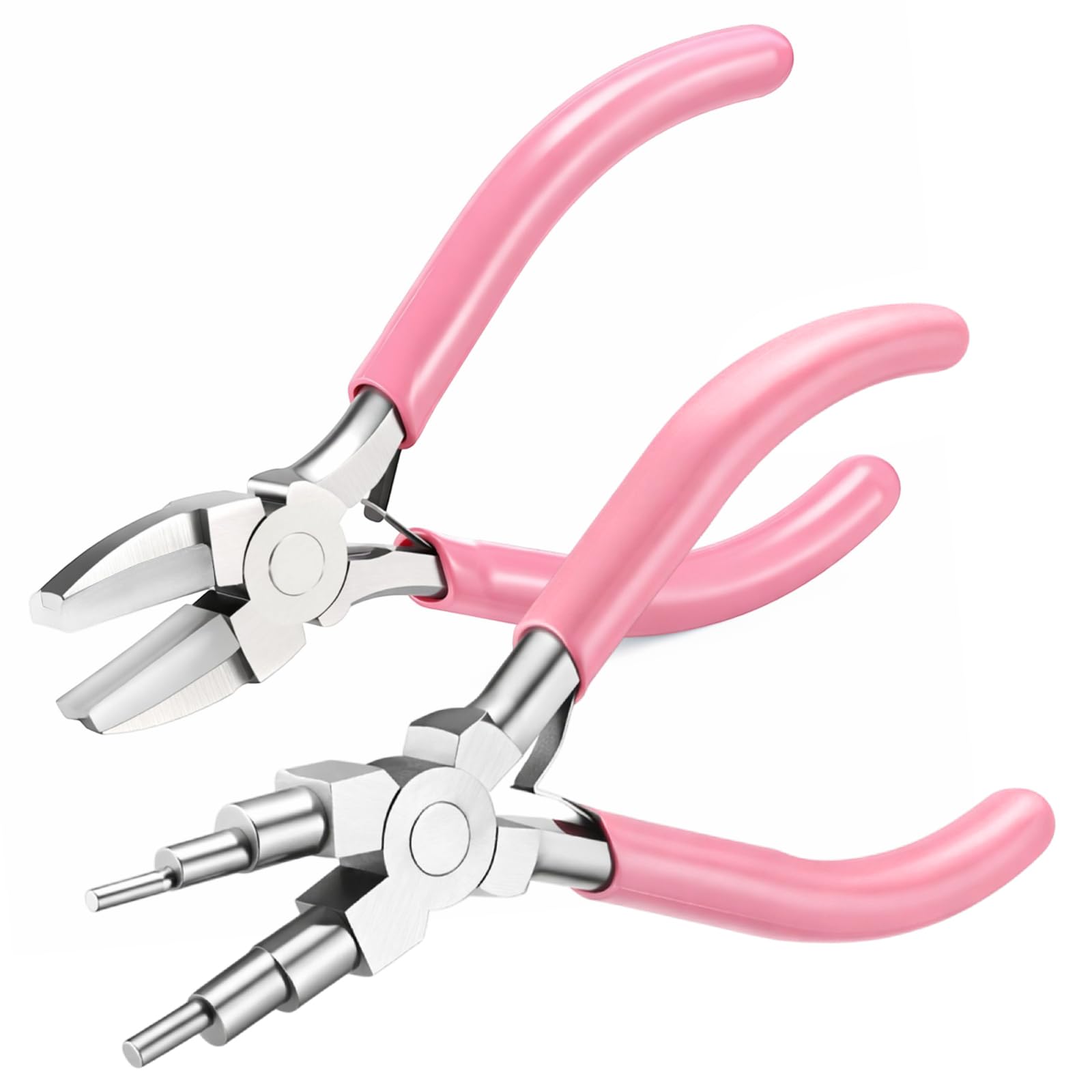 Mudder 2 Pcs Jewelry Making Tool 6 in 1 Bail Making Plier,Pink