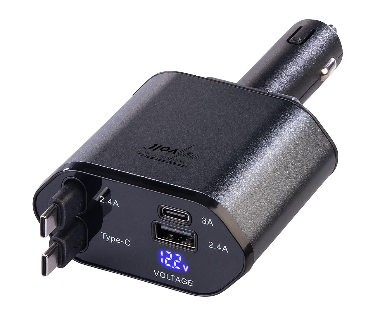 revolt Kfz-Handy-Ladegerät: 4er-Set 4in1-Kfz-USB-Ladegerät, USB-C/A, 2 USB-C-Kabel, 66 Watt (Adapter Zigarettenanzünder, Ladebuchsen Zigarettenanzünder)