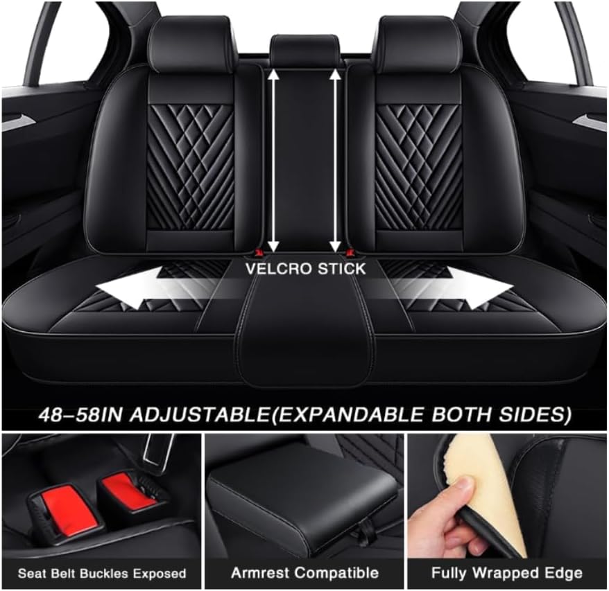 Universal Leather Car Seat Covers for Bmw 5Er 530I E39 520D E39 520I E39 523I E39 525Tds E39 528I E39，5-seater Accessories Black and white