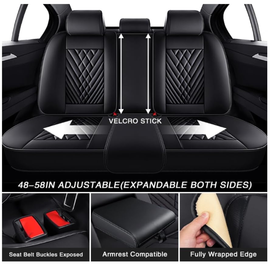 Universal Leather Car Seat Covers for Bmw 5 Series 540I E34 525Td E34 518I E34 M540I E34 520I E34 525I E34，5-seater Accessories Black