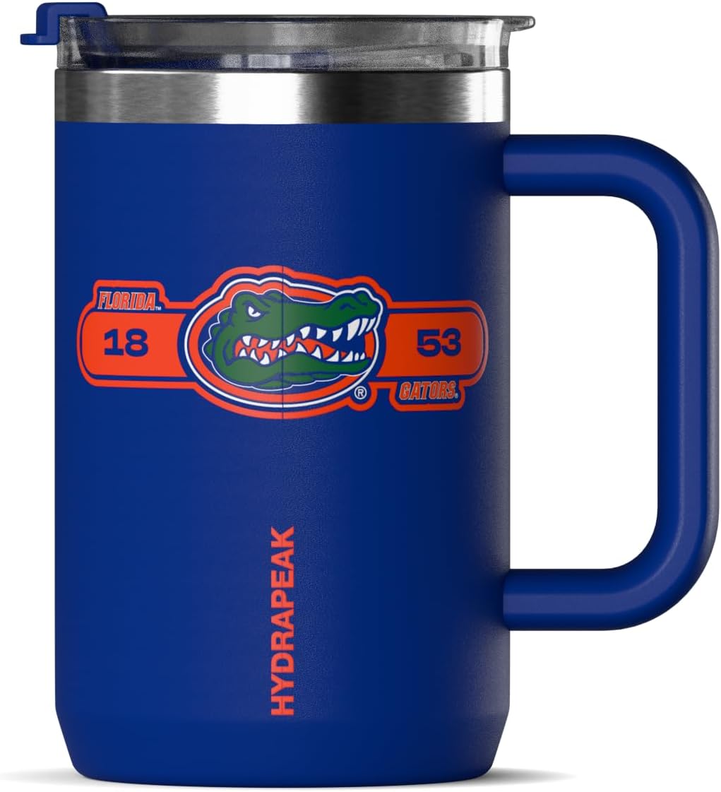Hydrapeak Officially Licensed Florida Gators 18oz Insulated Coffee Mug with Flip Lid and Handle for Travel, Cold/Hot, Stainless Steel Coffee Cup, BPA-Free Double Walled, Tea Mug - Image 2