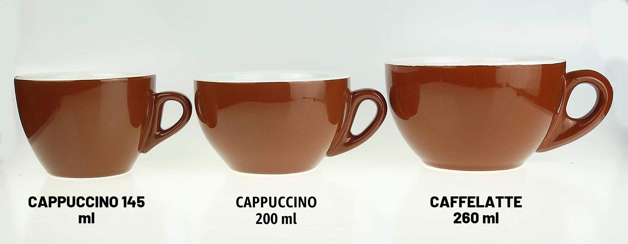Nuova Point Große dickwandige Cappuccinotasse »Palermo« | mittelbraun | Füllmenge (bis zur Oberkante): 200 ml | 6 Tassen & 6 Untertassen