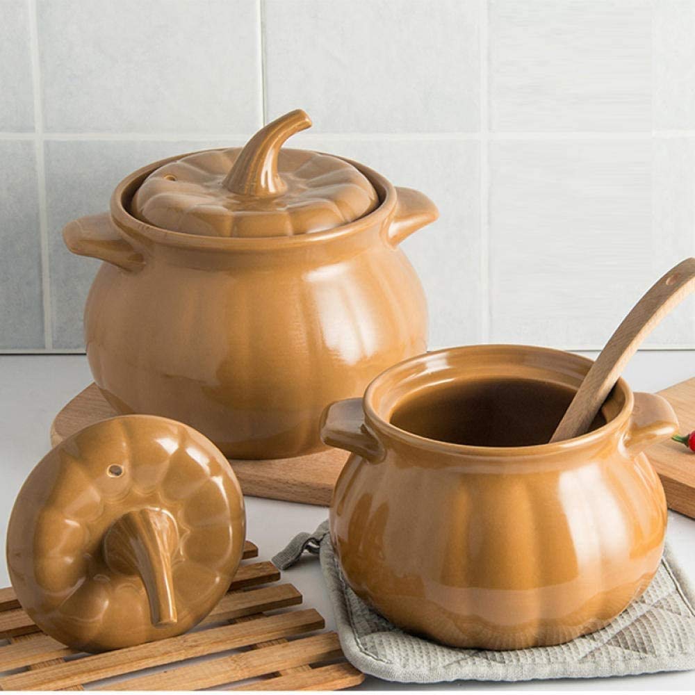 Casseruola in Ceramica con Coperchio,Casseruole Pentola in argilla Pentola in terracotta per stufati Pentola in ceramica - Riscaldamento rapido e uniforme, conservazione del calore, risparmio energet