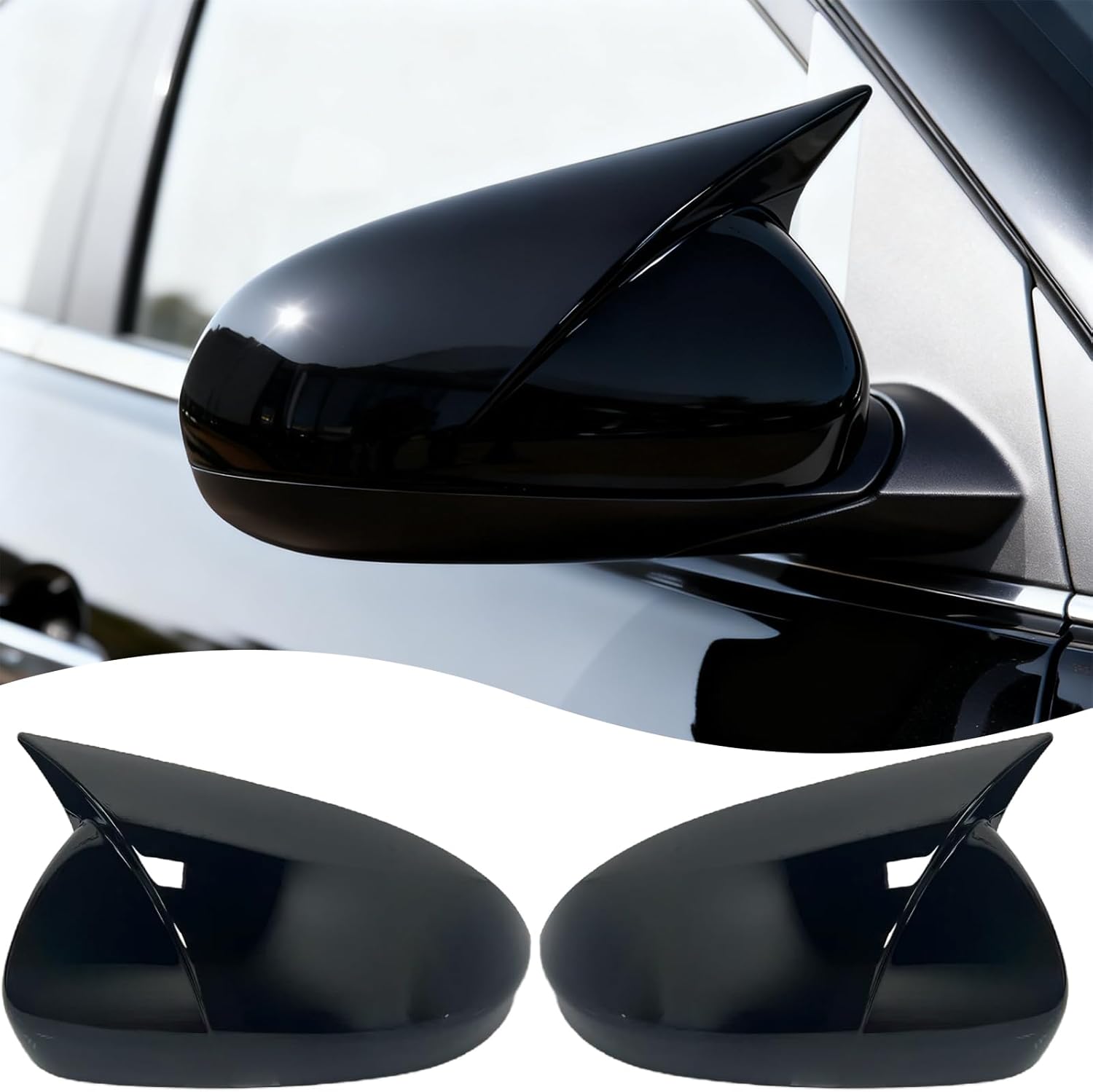 2PCS New Sports Rear Mirror Cover Caps for Hyundai Tucson 2016-2021 ABS Side Door Wing Mirror Cap Covers Exterior car Accessories -Carbon Fibe（Suitable for Models with Turn Signals
