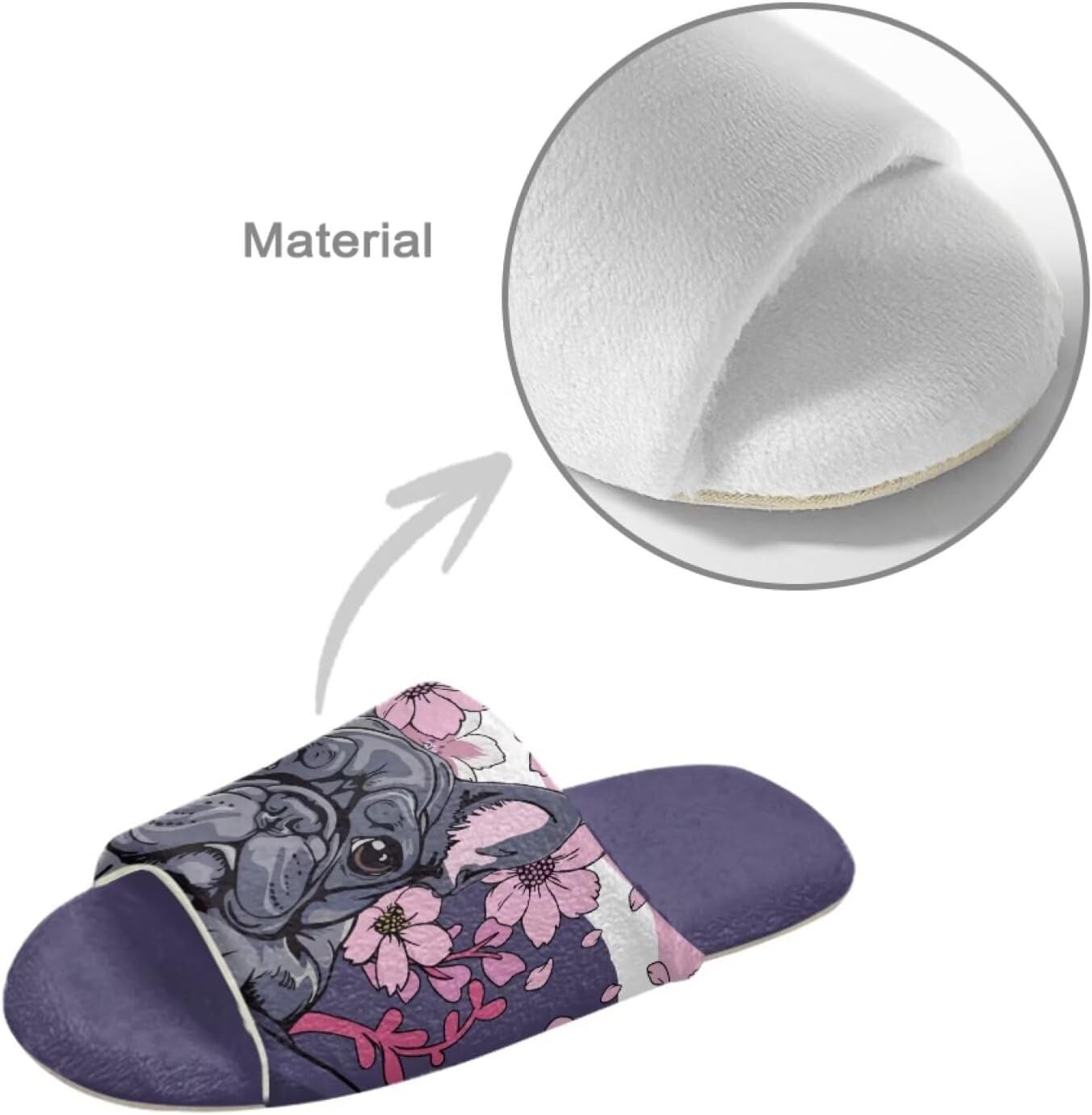 Jeiento Animal Dog Pattern Slippers for Women Open Toe House Slippers Home Shoes Fuzzy Warm Bedroom Slipper Indoor Spa Slipper