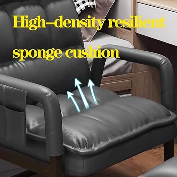 Lazy Sofa Bed,Modern Orange Leather Accent Chair with Adjustable Backrest & Ottoman High Back Ergonomic Lounge Chair Single Reclining Sofa Armchair with Thick Padding Comfy and Stylish