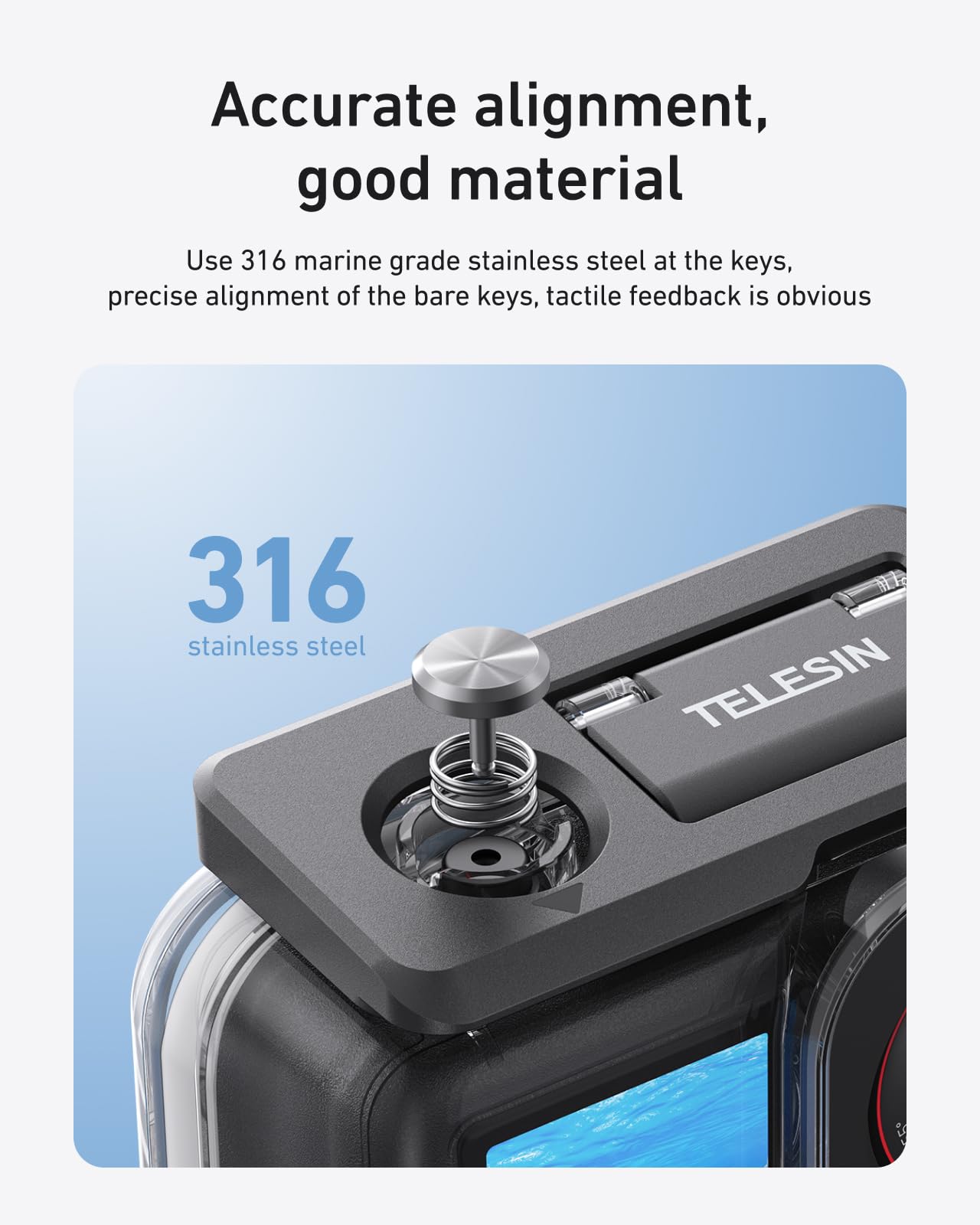 TELESIN Ensemble de coque étanche pour DJI Action 5/4/3, boîtier étanche avec bâton à selfie flottant et support de changement rapide, adapté à la plongée jusqu'à 45M pour la plongée avec tuba et la