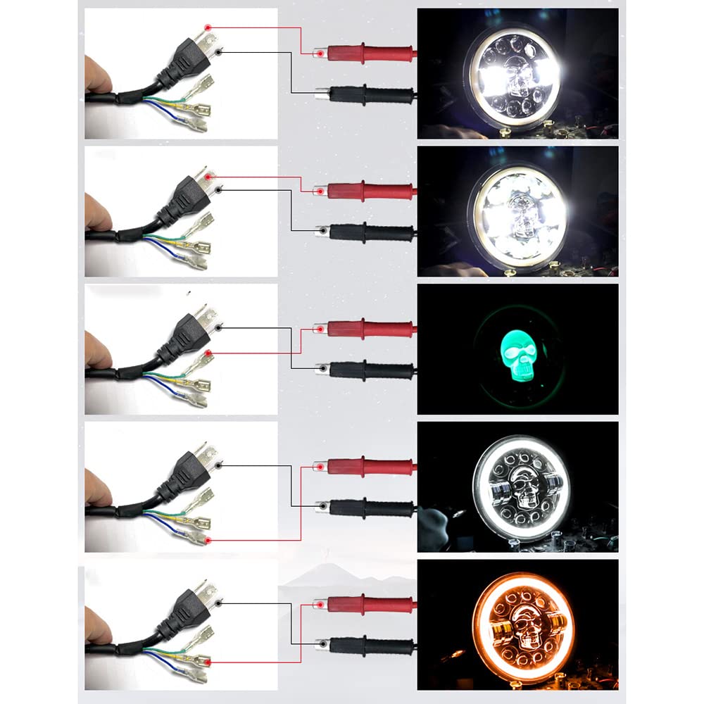 7 Calowy Reflektor Led Wysoka Martwa Wiązka Samochodowa Lampa Motocyklowa RGB Led Okrągła Czaszka światła Halo Przednie światła Dla Jeep Halle