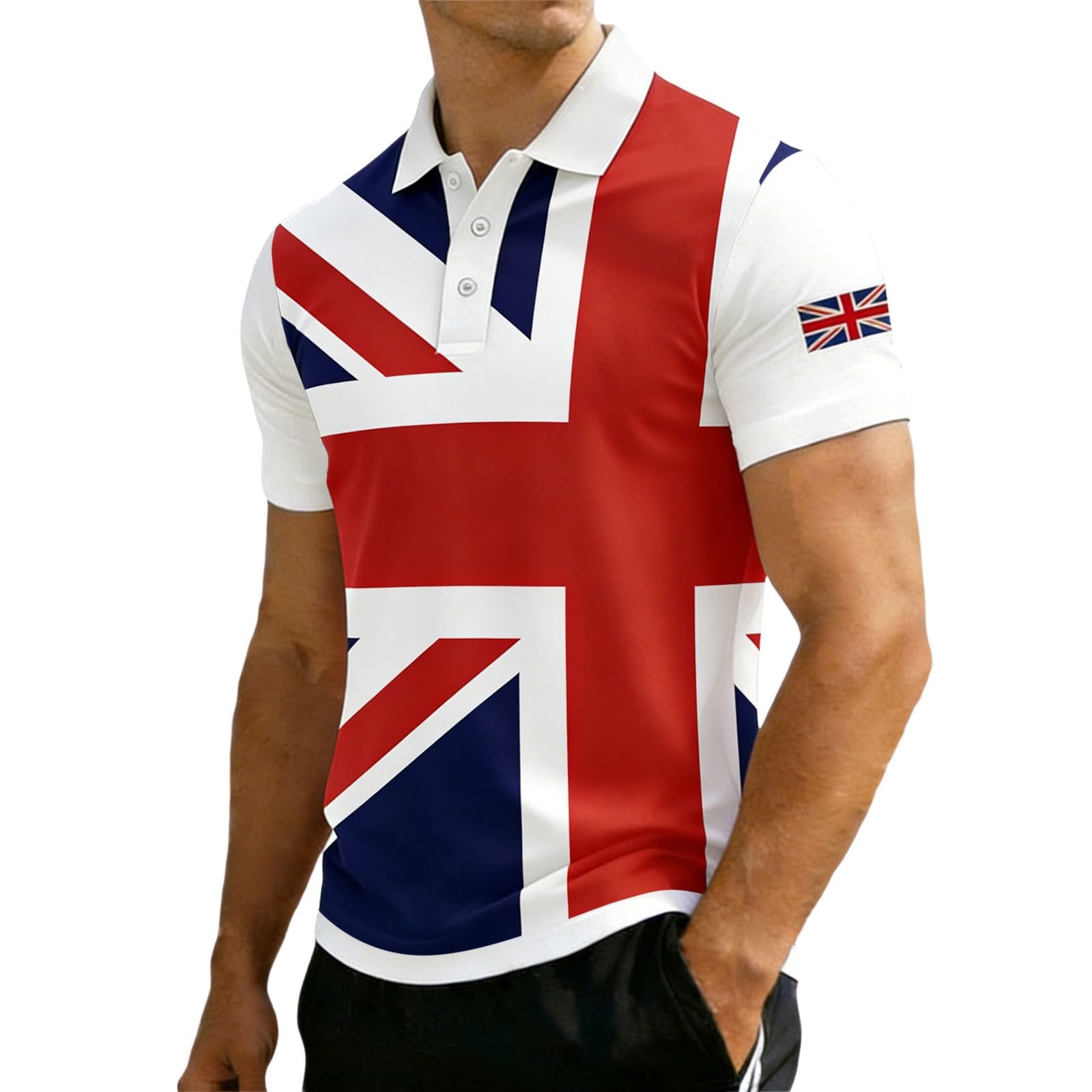 Men's Union Jack Polo Shirts 2026 England National Day Golf Shirt Great British Bunting Flags Golf Tops Casual Short Sleeve Poloshirts Festival Tee Top