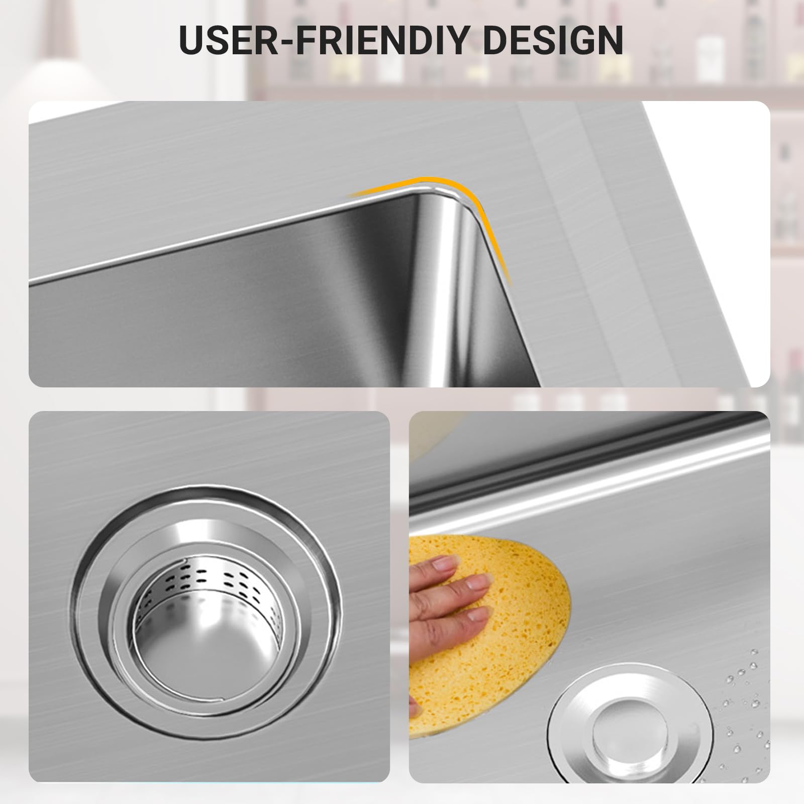 Garvee Évier Cuisine 1 Bac avec Établi, Évier Cuisine Acier Inoxydable sur Pied, Cuve avec Chaud/Froid Robinet, Égouttoir pour Cuisine, Restaurant, Garage, Buanderie (72 * 51 * 87 cm)