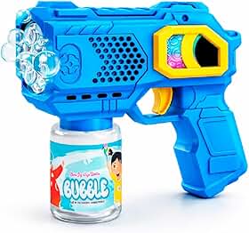 Bubble Gun Pistola Lançadora de Bolhas de Sabão com Luz LED, Plástico, Inclui Refil