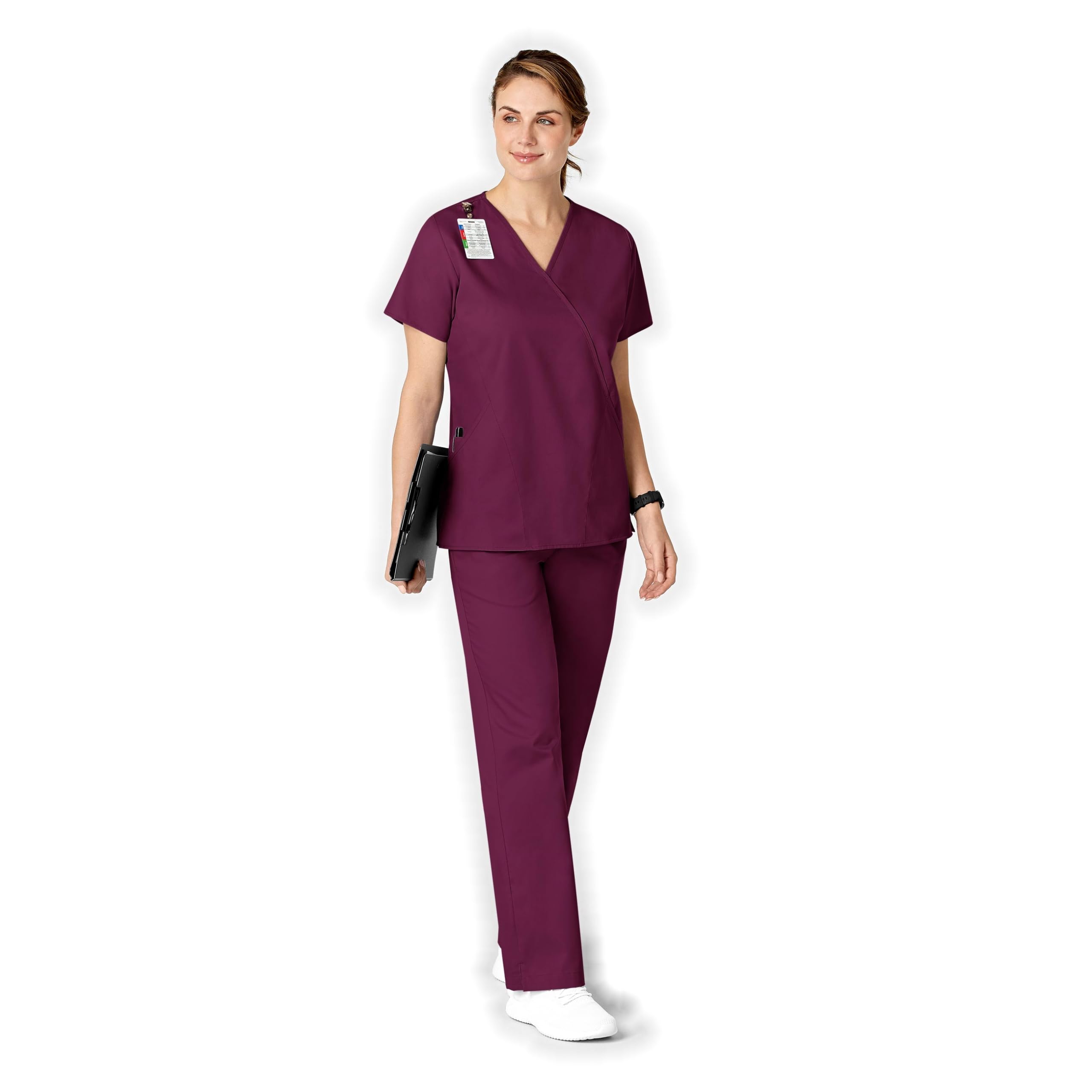 WonderWink Wonderwork Damen-Hose mit ausgestelltem Bein, Wein, X-Klein