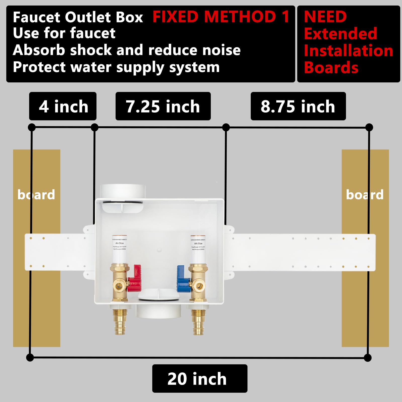Caja de salida de grifo de expansión PEX-A con pararrayos de martillo de cobre, entrada de 1/2 pulgada PEX-A F1960 con lengüeta de expansión x salida de compresión de 3/8 pulgadas LI-SLTH-630