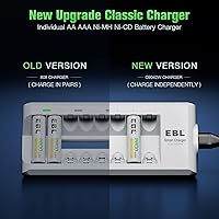 Vista 2 de EBL cargador de batería de 8 bahías, baterías recargables AA, AAA, Ni-MH, Ni-Cd