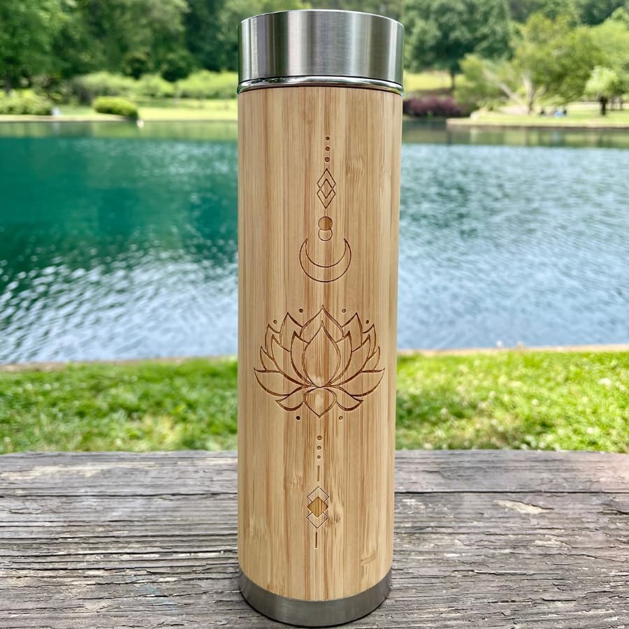 Miniatura 9 de BenZen Vaso de té de bambú con colador, botella térmica de acero inoxidable con aislamiento térmico que mantiene el calor y el frío durante 12