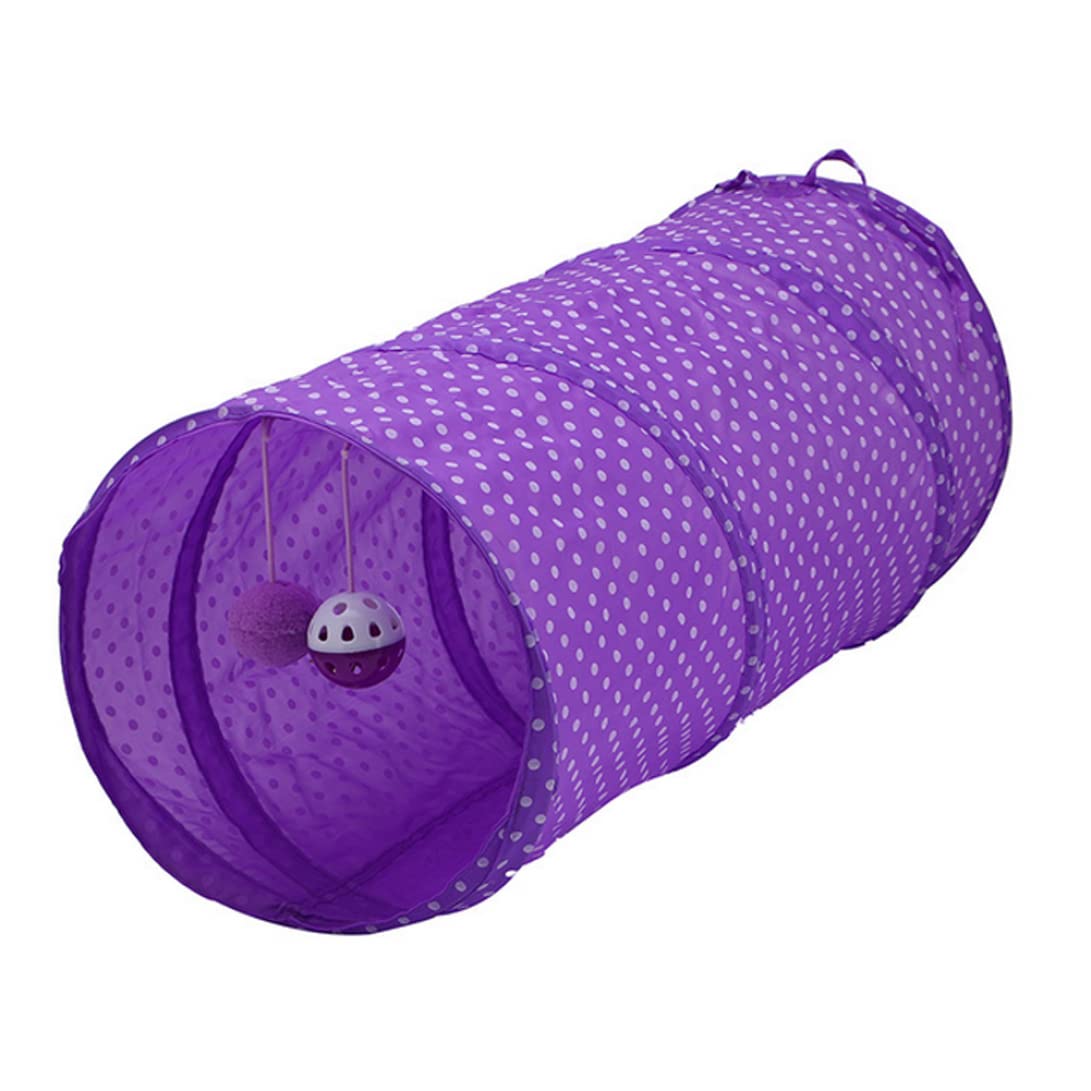 Pet Tunnel Tube Toy Collapsible Cat Dog Tube Play Toy Interactive Training Puppy Kitty Tunnel Purple 1pc