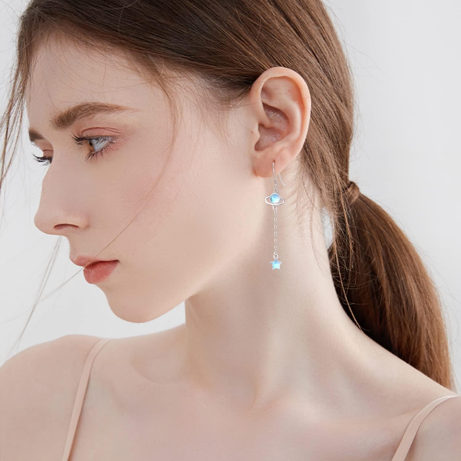 Dreamboat Sterling Silver Planet Earrings for Women Saturn Earrings Space Earth Star Earrings Hook Dangle Celestial Jewelry - Image 5