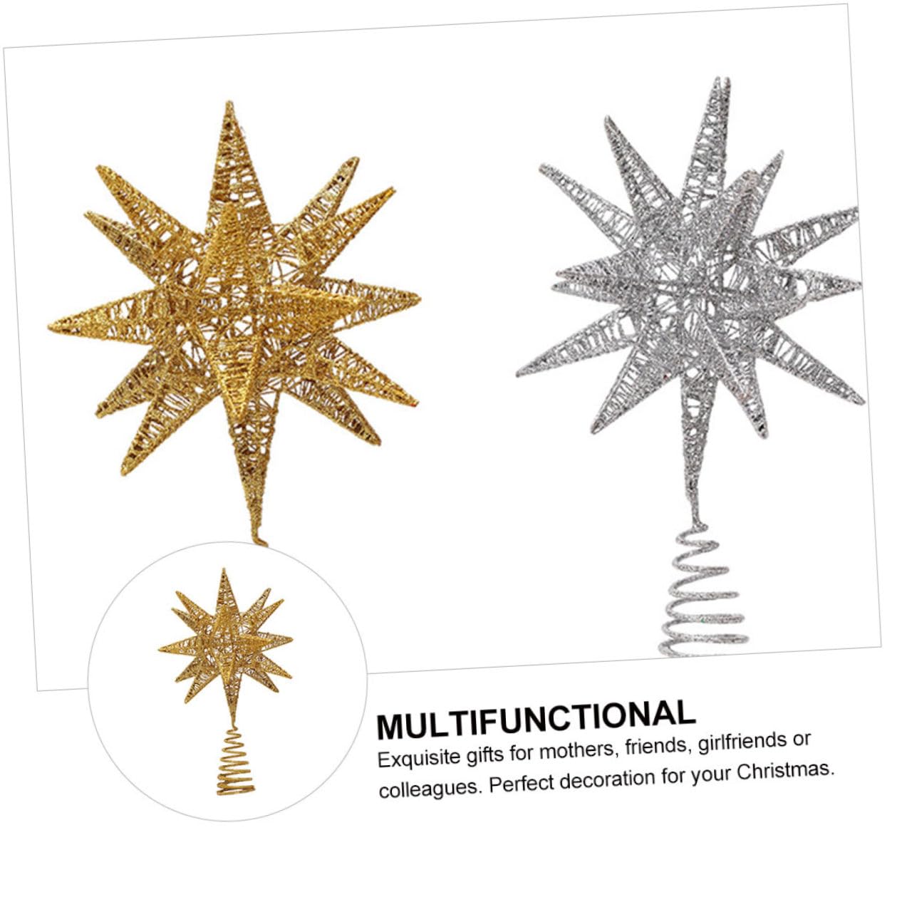 Mehrwinkeliger Stern Weihnachtsbaumspitze Deko Goldfarbig Langlebige Fensterschmuck Baumspitze Dekorative Weihnachtsbaum Anhänger für Festbedarf und Partyschmuck