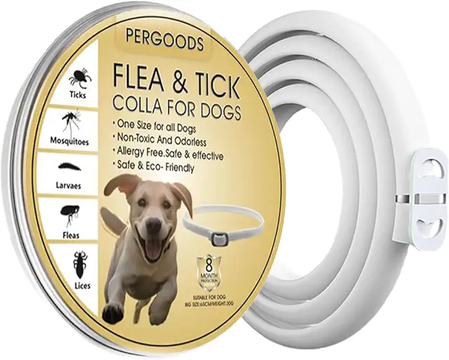 Collare Antipulci per Cani Naturale e Impermeabile - Taglia Unica 65 cm