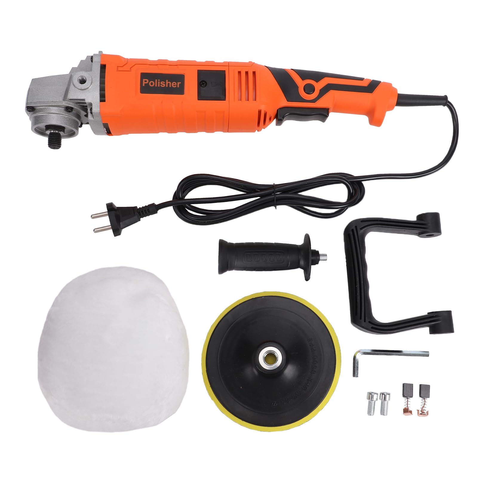Fockety Pulidora Rotativa, Máquina Pulidora de Velocidad Variable, 1580 W 500 a 3300 RPM con 7 Velocidades y Mango Desmontable, for Pulido de Coche, Eliminación de Arañazos (Enchufe Europeo 220V)