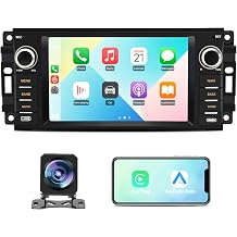 Junsun Car Radio Stereo for Jeep Wrangler JK 2007-2018 Dodge Ram 1500 2008-2012, 7 Inch Touch Screen CarPlay Android Auto Bluetooth GPS WiFi FM with Backup Camera