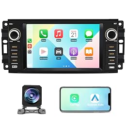 Junsun Car Radio Stereo for Jeep Wrangler JK 2007-2018 Dodge Ram 1500 2008-2012, 7 Inch Touch Screen CarPlay Android Auto Bluetooth GPS WiFi FM with Backup Camera