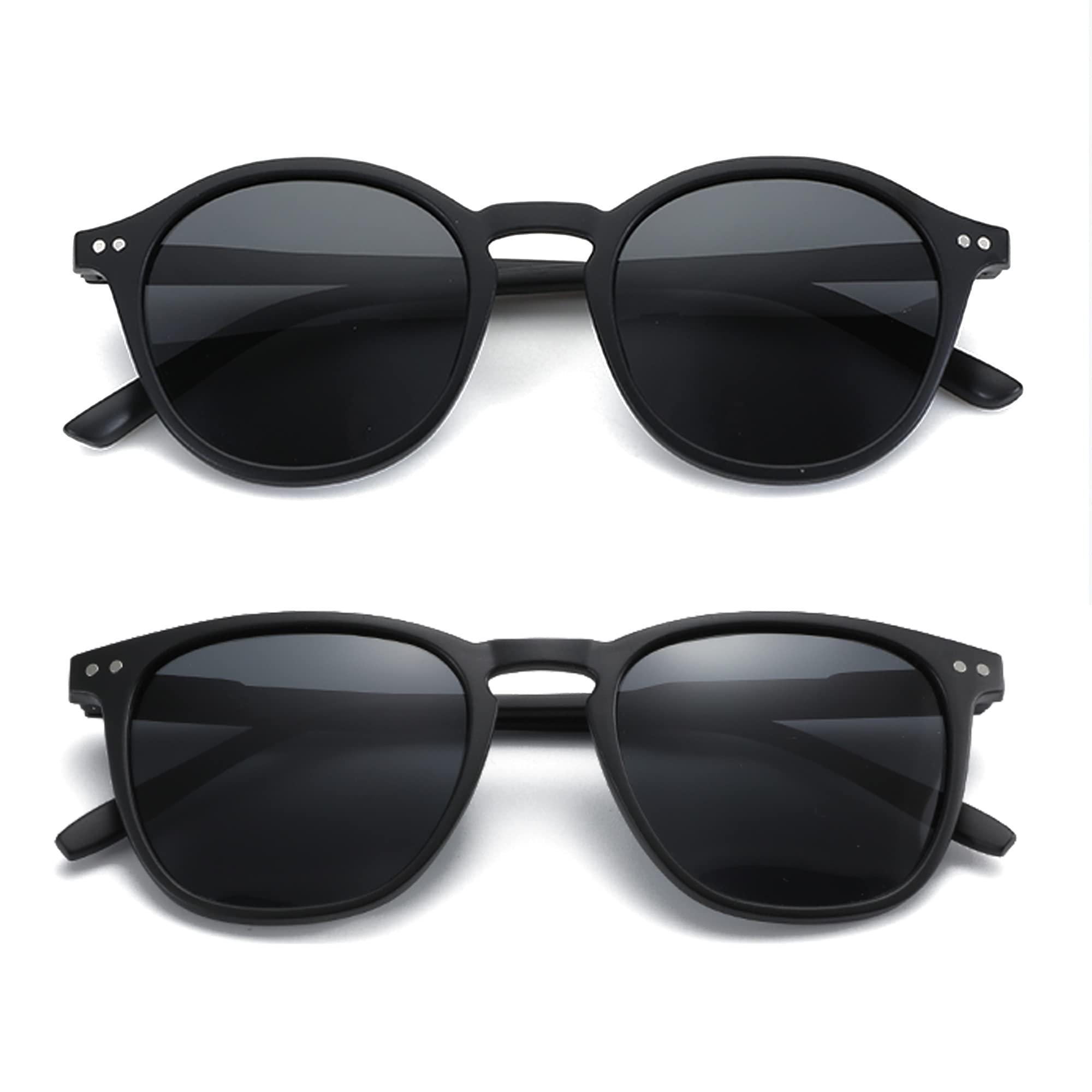 ZENOTTIC 2 Paia Occhiali da Sole Polarizzati per Uomo Donna Retro Vintage Rotondi Quadrati Protezione UV400 Unisex