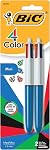 BIC 4-Color Stylo à bille rétractable, point moyen (1.0 mm), fournitures scolaires pour les élèves et les enseignants, 3-Count Emballage en couleurs assorties