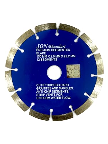 Image of Jon Bhandari Tools 6 inch Premium Segmented Diamond Cutting Blade for Marble, Granite, Tiles & Stones | 150mm Stone Cutter Blade for Angle Grinder | Heavy-Duty Blade for Wet & Dry Cutting (1pc)
