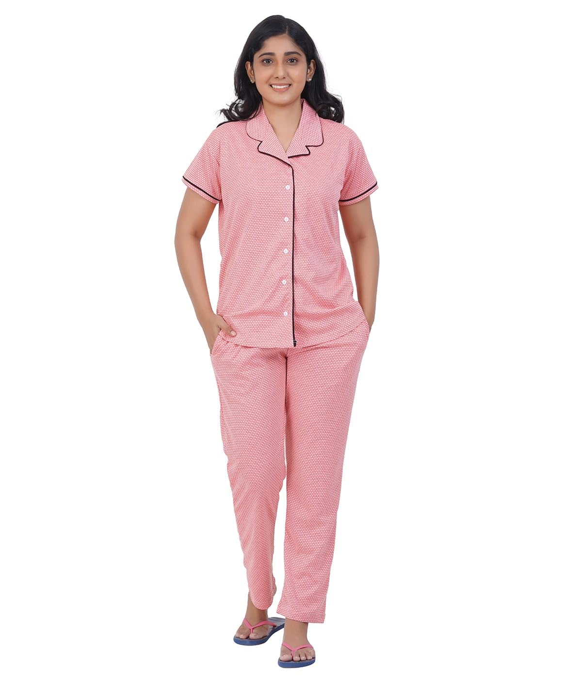 pretty petals Women's Cotton Night Suit Set | Soft Printed Half Sleeve T-Shirt with Full-Length Pajama | Comfortable Sleepwear Lounge Set for Women & Girls-picture-24