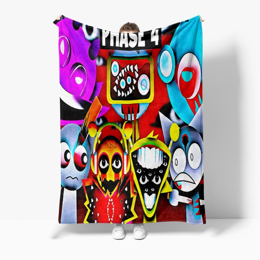 Hzsyc L Kids Sprunki Blanket Sprunki 3D Figure Printed Throws Blanket - Soft Nap Blanket Flanne Blanket (,Xxs: 32In X 47In)