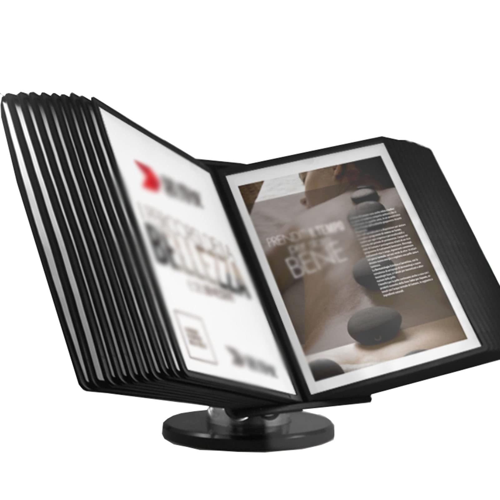 JYBNBBE 10-20 Pocket Desktop Reference & Catalog Exhibit Racks, A4 Dimension Paper Flip Folder & Poster Flip Book Stand, Wall Mount Reference Organizer, Base for Stability & Orga,20 pages