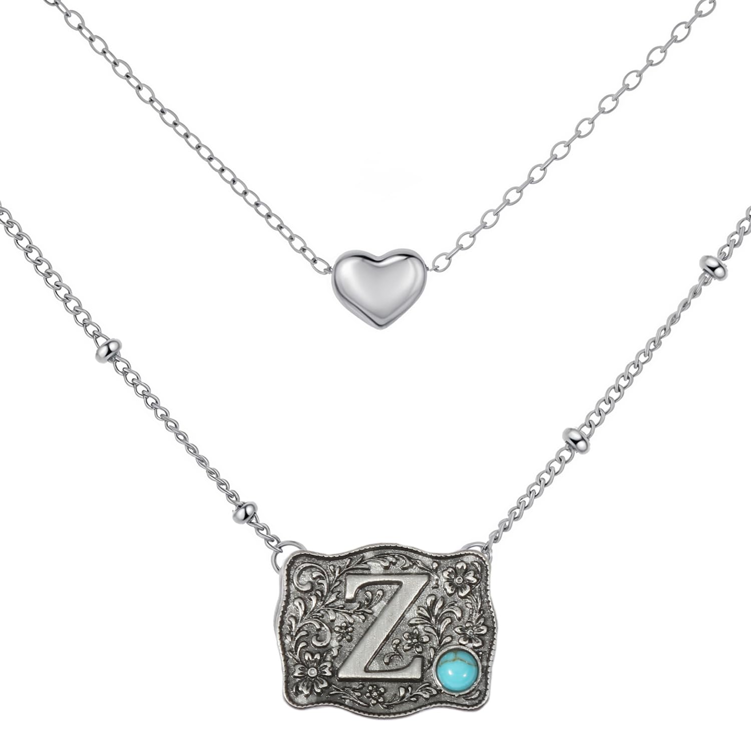 Belt Buckle Bracelet Initial Letter A-Z Bracelets Western Cow Tag Bracelet Belt Buckle Necklace Western Style Initial Letter Pendant Necklace