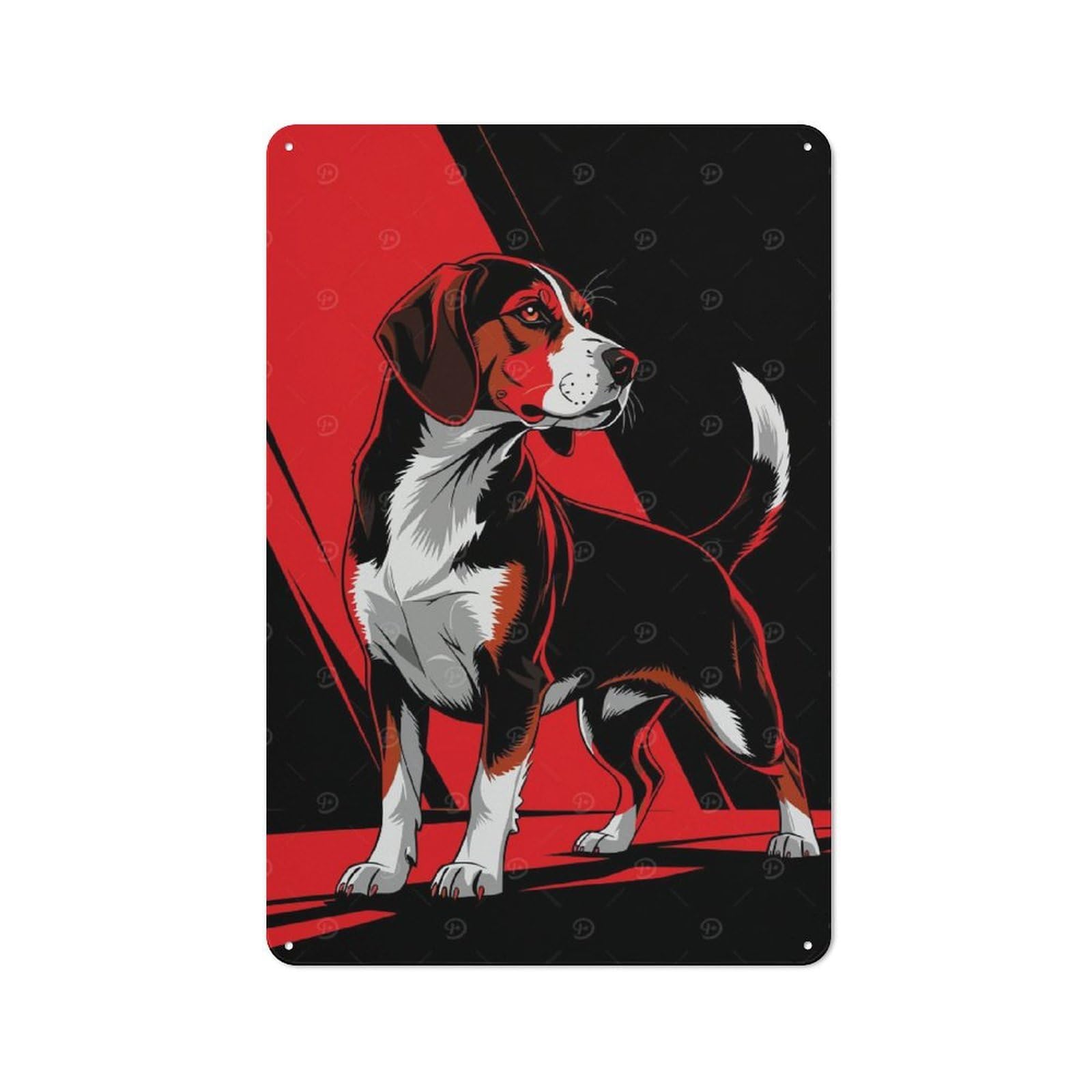 Junmoney Stylized Beagle Illustration Vintage Decorative Metal Plaque 30X20cm, Garden Room Wall Plaque For Shed, Garden Room, Porch Or Garage