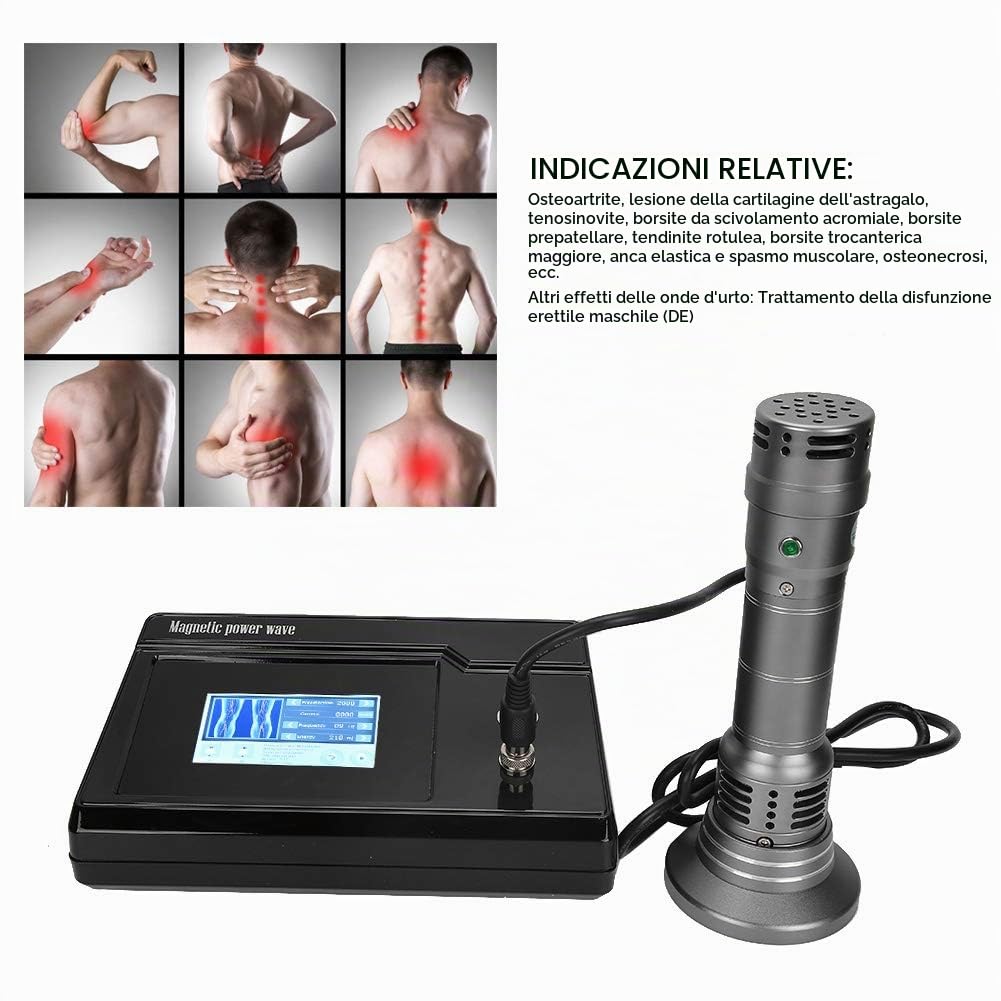 Macchina per Terapia ad Onde d'urto, Macchina per Onde d'urto ED extracorporee con 7 Teste di Massaggio, massaggiatore per Corpo a Onde d'urto elettromagnetico per Full Bady (Nero)(Oro di tungsteno)
