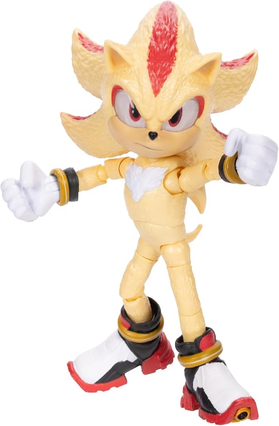 Sonic 3 Movie 5-Inch Action Figures 4-Pack, Includes Sonic, Super Shadow, Knuckles, and Gerald Robotnik, Articulated Figures from Jakks Pacific's Wave 3, Officially Licensed by SEGA