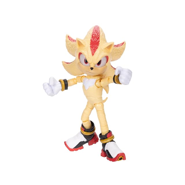 Sonic 3 la Película Figura Super Shadow de Jakks Pacific, Figura de Acción de 13 cm de Altura, 22 Puntos de Articulación para Aumentar la Diversión, Recomendado para Mayores de 3 Años