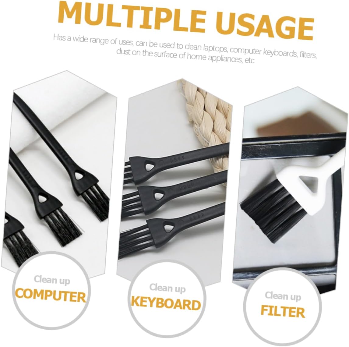 Housoutil 30pcs Gaps Cleaning Brush Portable Computer Keyboard Cleaning Tool with Durable for Dust Removal Narrow Spaces Black Handle Black Bristles