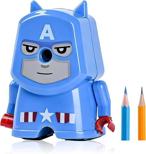 Sacapuntas para niños, sacapuntas de mano Capitán América para niños, los mejores juguetes de regalo para estudiantes que enseñan, sacapuntas manual.