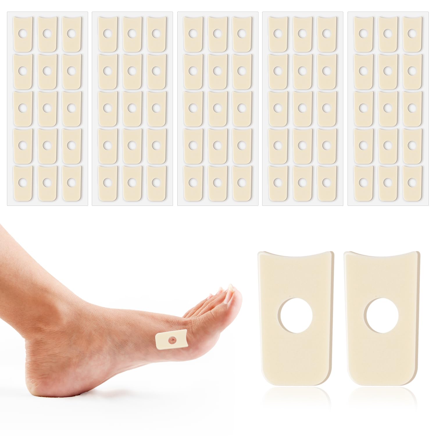 75pcs Corn Cushions, Corn Pads for Toes Latex Sponge Foot Callus Pads