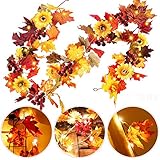 Kalolary Thanksgiving Fall Decorations Leaf Garland String Lights, 6.5 Feet Fall Garland Decorations...