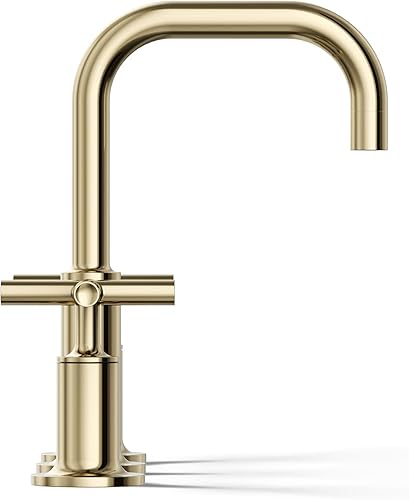 Miniatura 64 de Kohler K-14410-4-BGD Purist - Grifo para lavabo de baño con manijas de palanca baja y boquilla baja, 14406-4-BL Negro mate,Oro rosa vibrante.,Bronce