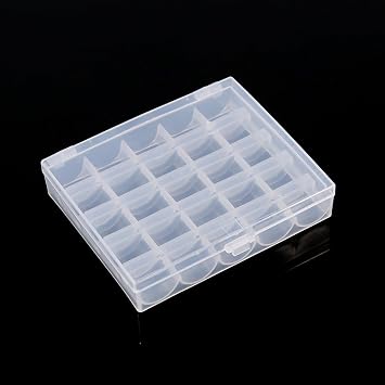 LiebeWH Bobbins Storage Box, 25 Slots Transparent Flap Case