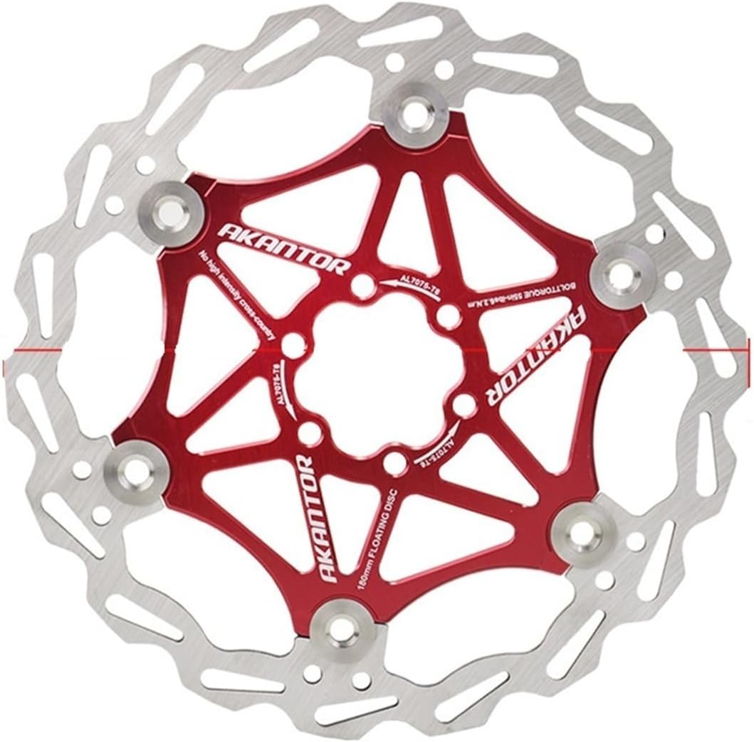 Aluminum Alloy Mountain Bike Cooling Floating Disc Brake Rotor 160mm 180mm 203mm Six Pin Scooter Road Bike Parts(Red 203mm)