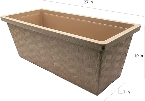 Miniatura 9 de The HC Companies 27 Inch Borden Rectangular Planter Box - Large Lightweight Outdoor Plastic Plant Pot for Vegetables, Herbs, Flowers Inch Chestnut