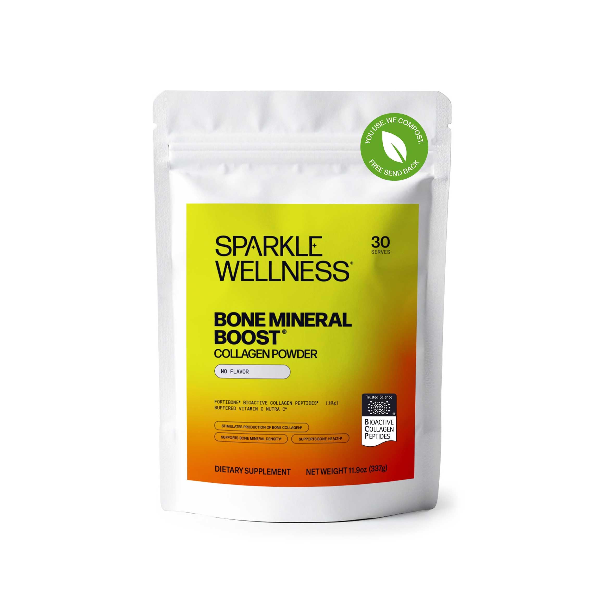 FORTIBONE Bioactive Collagen Peptides | Collagen Powder Supplement with Nutra C Buffered Vitamin C for Bone Health | Bone Mineral Boost (No Flavor) [30 Serves]